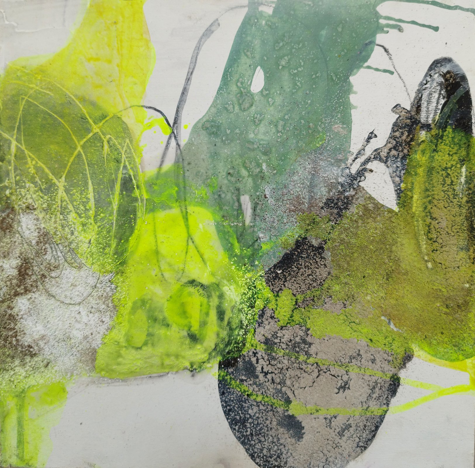 Abstraktion/ Acryl/ Asche/ Pigmente/ Wachs
30x30 cm