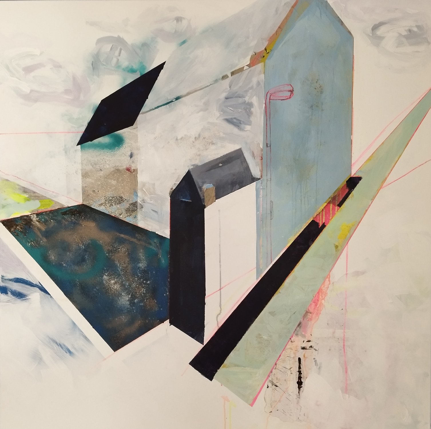  Acryll mit Sprayfarbe
 120x120 cm